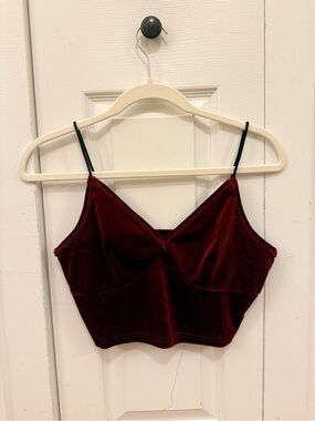 Women’s Velvet Crop Camisole Top - Wine Red